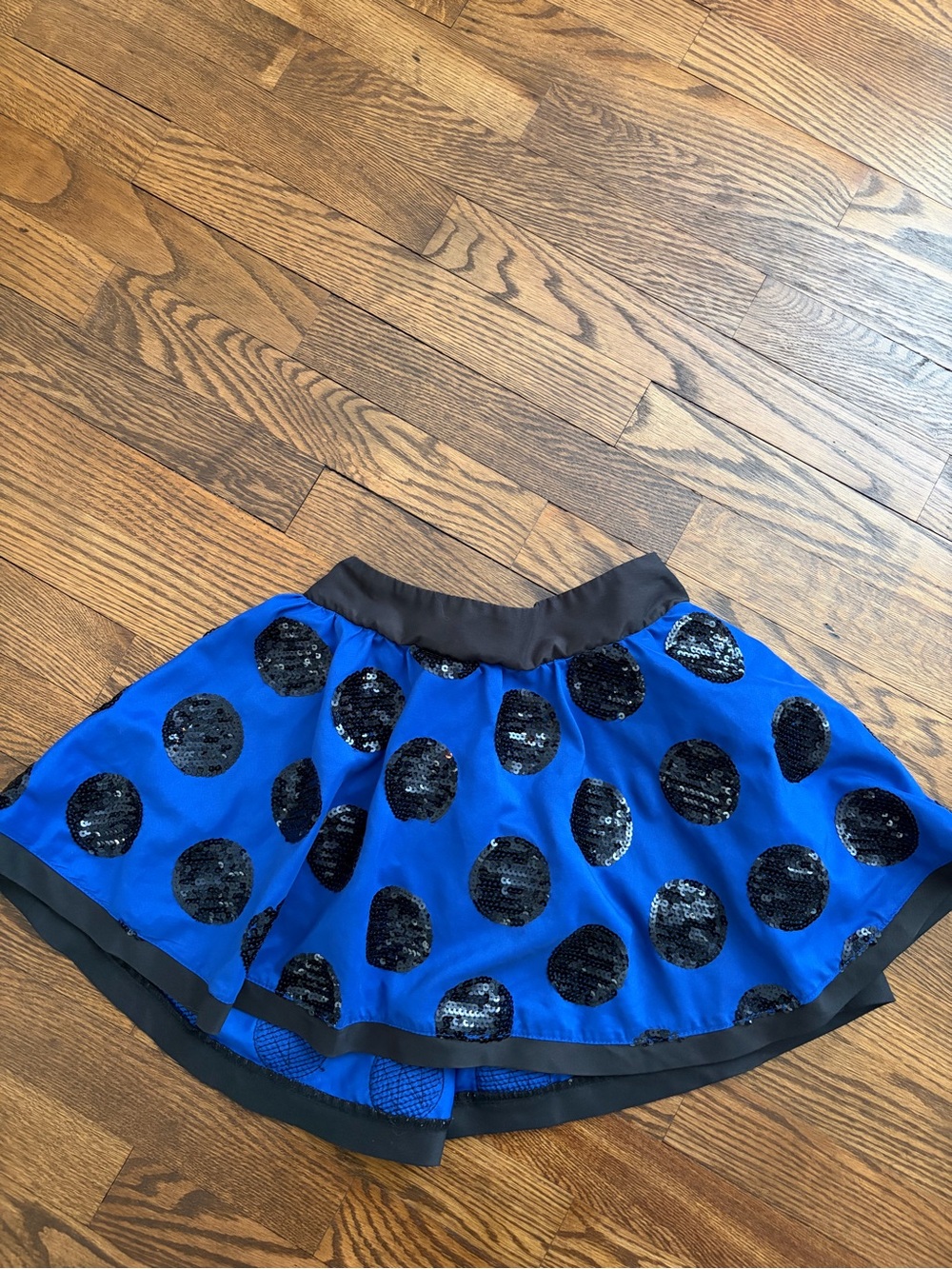 Justice Girl's Size 12 Blue Black Sequin Polka Dot Skirt